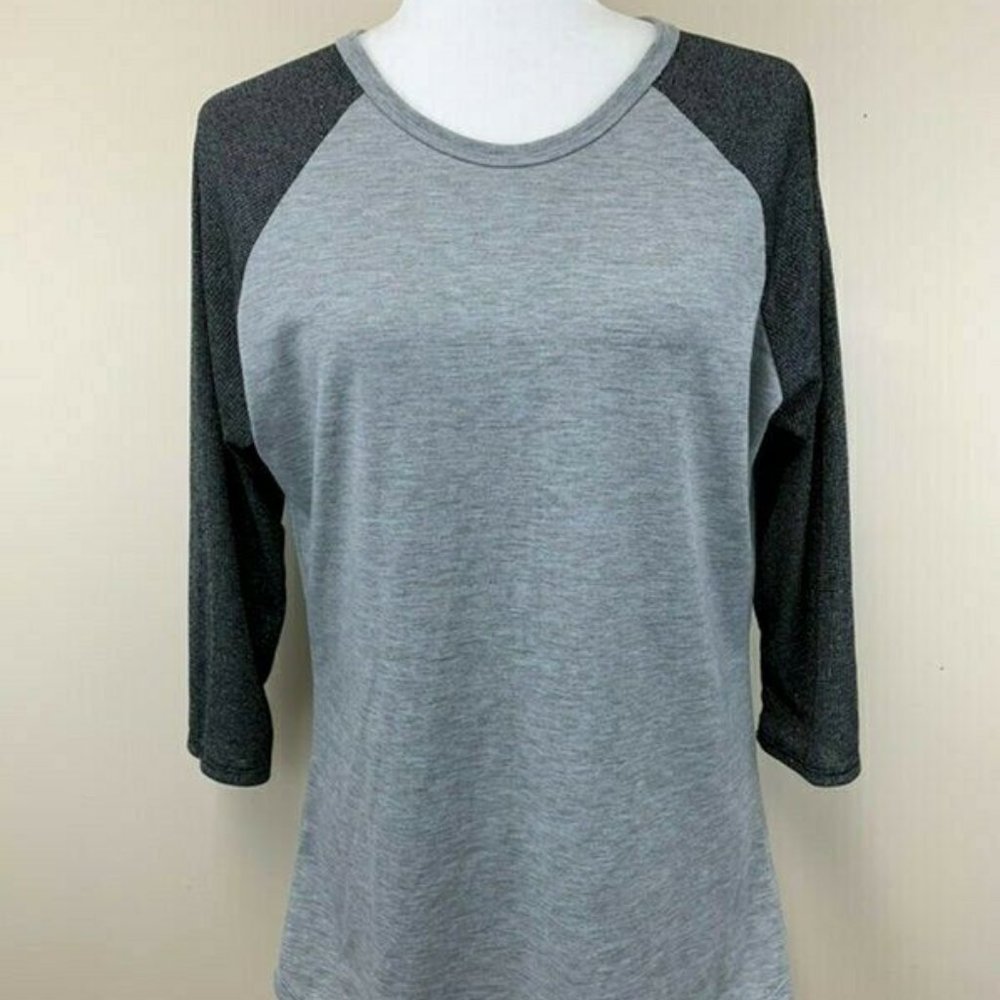 Lularoe Randy Shirt Gray Black Silver Metallic